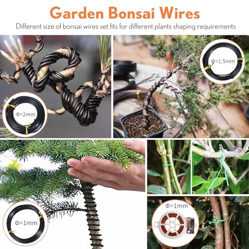 Bonsai Tools Kit 20 Pcs Garden Tools Set for Beginner, Gardening Gift for Women Men, Includes Bonsai Wire Kit, Plant Mat, Pruning Shears, Bonsai Scissors, Succulent Tools in Leather Storage Bag - view 4