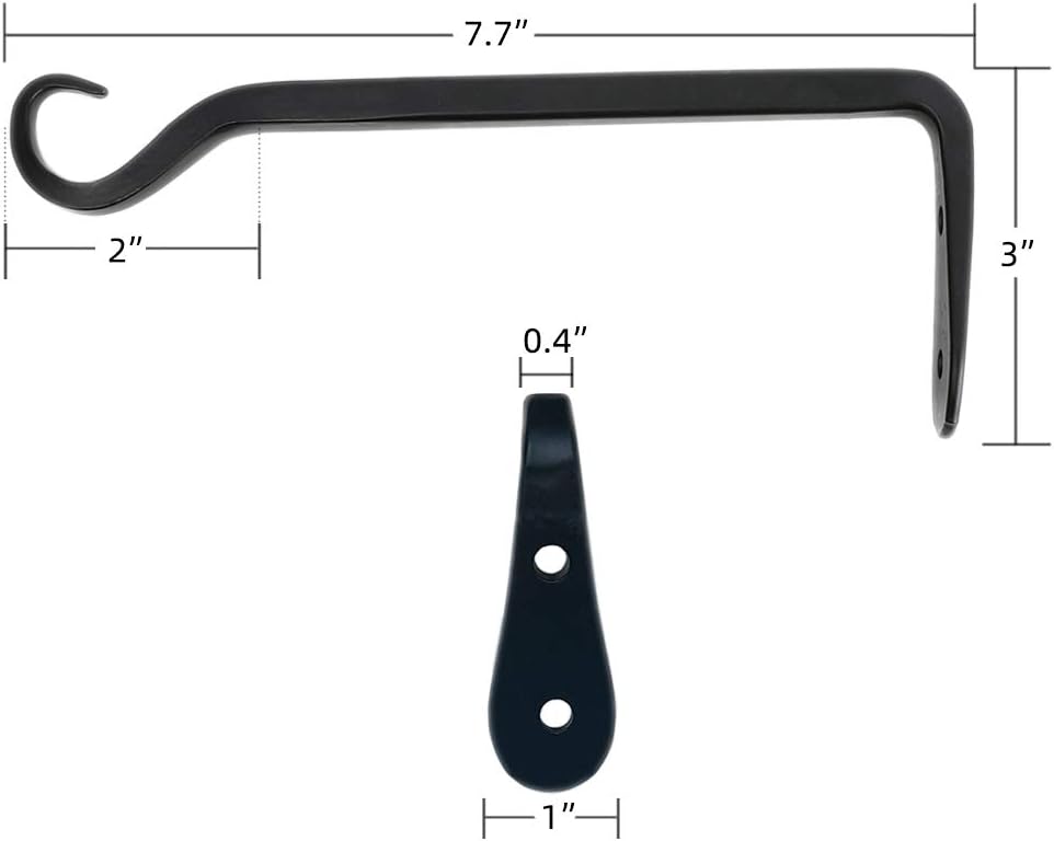 6-Pack 7" Plant Hanger Bracket, Forged Iron Black Hanging Hooks | Heavy Duty Wrought Hanging Plant Holder for Garden Fence, Wall Hooks for Bird Feeder, Indoor Outdoor Use - view 2