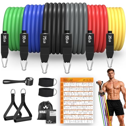 Resistance Bands, 5 Level Exercise Bands with Handles for Workout