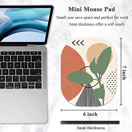 Small Mouse Pad 6 x 7 Inch, Oval Mini Mouse Pad with Non-Slip Rubber Base, Waterproof Compact Mouse Mat for Laptop Computer Wireless Mouse Keyboard Tray Home Office Travel, Tropical Plants - view 2