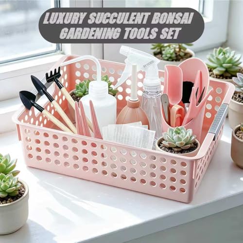 Mini Garden Tools Set for Succulent Plant Care Small Garden Hand Tools Indoor Transplanting Supplies, Including Pot Gift for Woman Pink - view 3