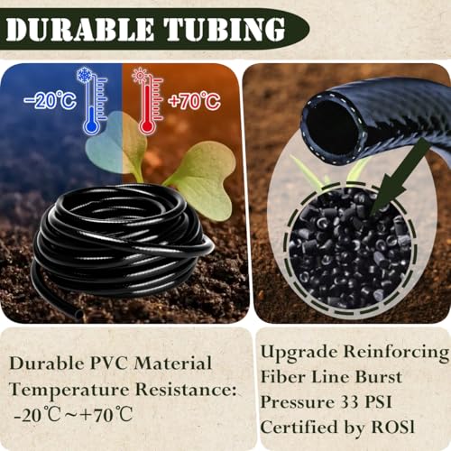 1/2in. Drip Irrigation Tubing - 50FT Drip Line Irrigation System Parts for Garden(Includes 1/2" Straight Connector,Switch Valves, T Connectors, 1/2" to 1/4" Tubing Reducers, Cable Zip Ties) - view 2