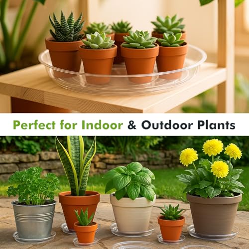 30 Packs 4 Inches Small Clear Plant Saucers for Indoor Outdoor Use Heavy Duty Plastic Plant Trays for Planter Bulk Flower Pot Drip Trays to Catch Water, 4 to 20 Inch - view 2