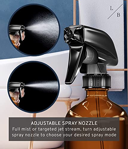 Amber Glass Spray Bottles 2 Pack 16oz Refillable Adjustable Nozzle - view 4