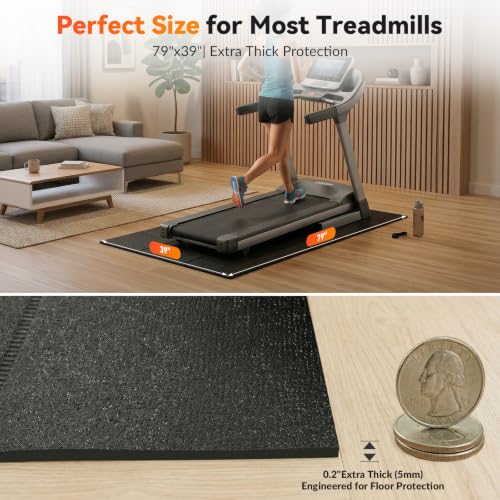 Treadmill Mat for Carpet & Hard Floors, 79 x 39 Inch Foldable - view 2