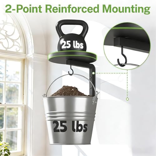 Other Gardening Supplies Metal 15cm Tray with Hooks Indoor Hanging Planter Shelf Space Saving for Small Spaces Kitchen Bathroom Living Room Wall Mounted Plant Stand, Wall Mounted (2PCS) - view 4
