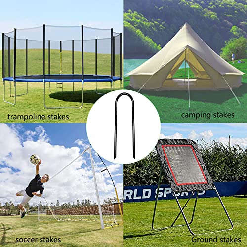 Heavy Duty Trampoline Anchors High Wind U-Shaped Sharp Ends Ground Anchor Galvanized Steel 11.8inch Safety Stakes for Soccer, Tents and Garden Decorations (Black 8pcs) - view 4