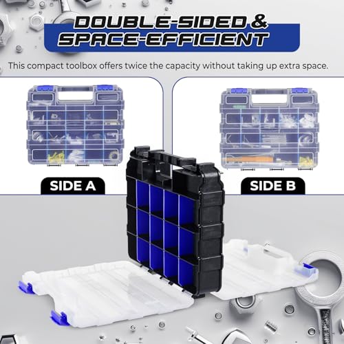 2 Pack Small Parts Organizers, 34-Compartments Double-Sided Tool Box - view 5