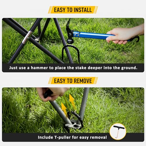 Trampoline Stakes Anchors High Wind Heavy Duty Tent Stakes 12 Inch Ground Anchor Trampoline Accessories with T Hook - view 6