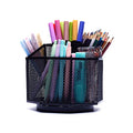 Desk Organizer 360 Rotating Pen Holder 5 Compartments Caddy Black