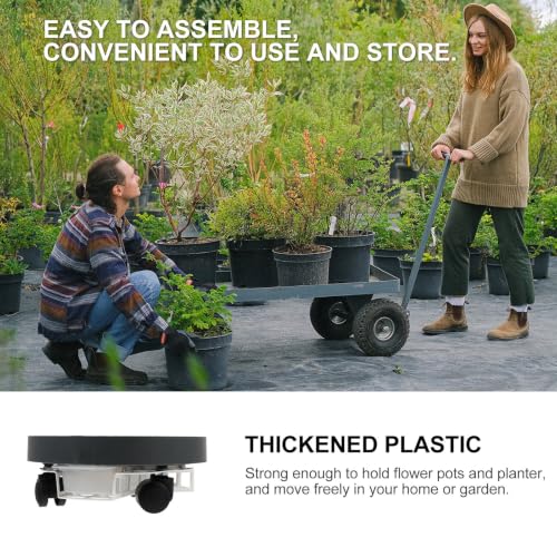 Flower Pot Stand with Wheels Plastic round Plant Trolley for Indoor Care - view 7