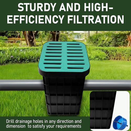 15.75x15.75x16.54 in Catch Basin for Drainage with Composite Resin Grate,Catch Basin with Debris Basket, French Drain Kit without Reserved Hole for Yard,Downspout,Lawn,Municipal Pipeline - view 6