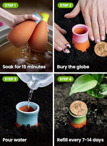 4 Pcs Ollas Terracotta Watering Pots Large - 14 Oz Self Watering Planter Insert Olla Watering System For 1-week Easy To Refill - Clay Plant Watering Globes For Outdoor & Indoor Plants [4 PCS, Bright] - view 4