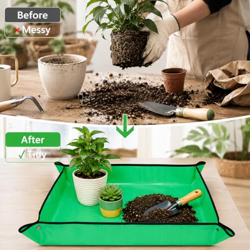 Repotting Mat for Potting Soil Mess Control, 26.8" x 26.8" Waterproof Plant Potting Mat, Succulent Orchid Potting Tray for Plant Pots, Gardening Gifts Bonsai Tools - view 2