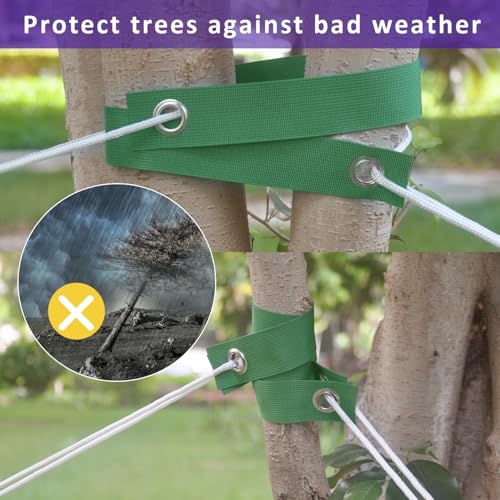 Tree Straps for Staking, 8 PCS Tree Support Straps for Newly Planted Saplings and Hurricane Protection, Tree Straightening Ties Green - view 3