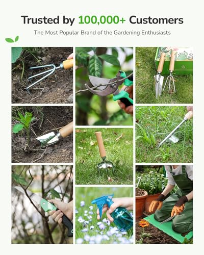 Gardening Tools Set, 11-Piece Rust-Proof Kit with Bag, Pink - view 5