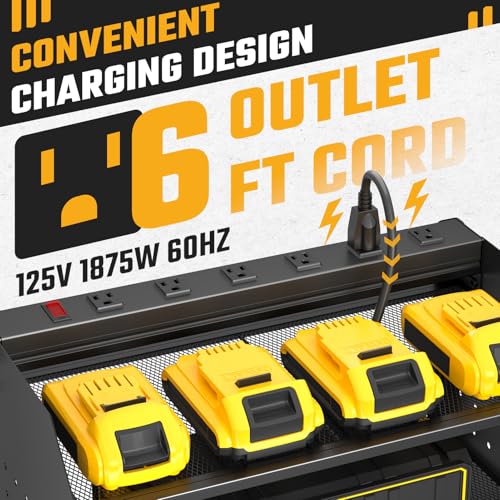 Power Tool Organizer Wall Mount 3 Layer Charging Station with 6 Outlets - view 2