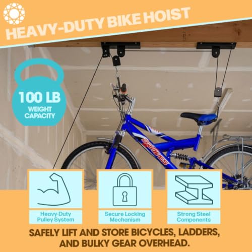 RAD Sportz Bicycle Hoist 2-Pack Quality Garage Storage Bike Lift with 100 lb Capacity Even Works as Ladder Lift Premium Quality - view 3