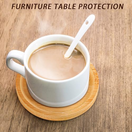 40 Pcs Round Bamboo Coasters for Drinks Small Plant Saucer - view 6