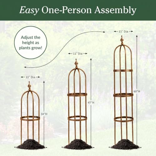 Evergreen 5 ft Garden Trellis for Climbing Plants Vines, Jasmine & Flowers, Rustproof Metal Obelisk Trellises, Outdoor & Indoor Plant Support for Potted Planters (Antique Copper) - view 3