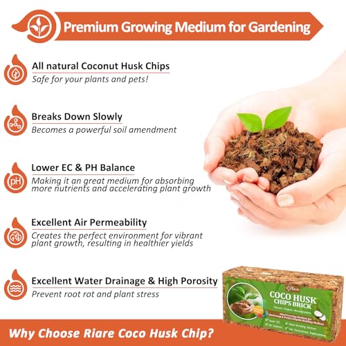 2 Pack Organic Coco Coir Chips for Plants, 2.2 lb Coconut Husk Bricks - view 3