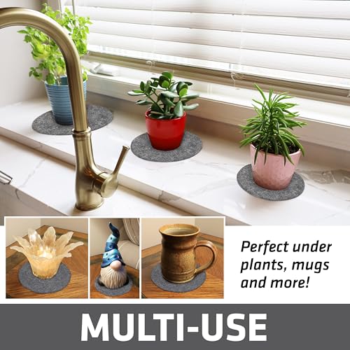 12-Pack Plant Coasters (6 Inch, 8 Inch, 10 Inch), (4 of Each), Absorbent Fabric Mats, Waterproof, Protects Surfaces, Fast Drying, for Indoor & Outdoor Plants or Pots (USA Made) (Light Grey) - view 4