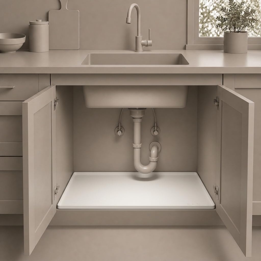 Heavy Duty Under Sink Mat - Original Silicone Under Sink Mats - Under Sink Tray - Cover Kitchen Cabinet Liner Taupe 34.25x22 - view 2