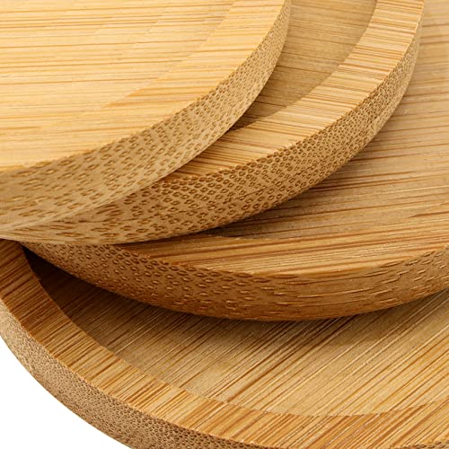 30 Pack 3 Inch Round Bamboo Coasters, Natural Wooden Drink Coasters, Round Bamboo Saucer Decorative Succulent Tray for Cups, Outdoor and Indoor Plant Pots - view 3