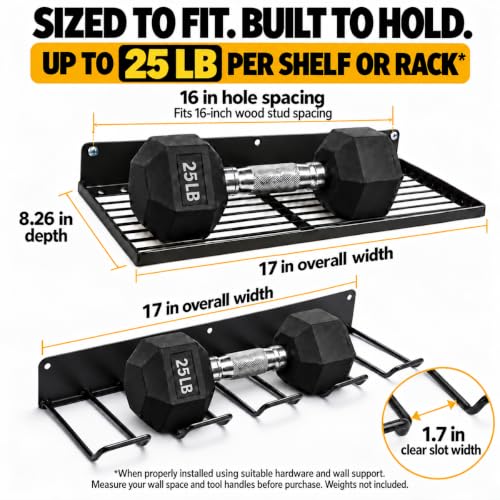 Power Tool Organizer with Charging Station,Drill Holder Wall Mount,Garage Storage Shelves for Organization and Storage,Heavy Duty Pegboard Wall Organizer Set Solid Metal Black 2 Pack 4 Set… - view 5
