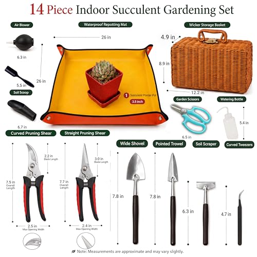 Succulent Tools w/Basket & Repotting Mat, Indoor Plant Care Gift for Women - view 2