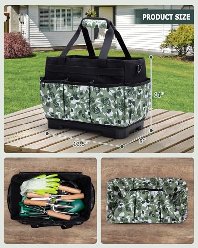 Garden Tool Bag with Hard Bottom, Garden Tote with Shoulder Strap - view 3