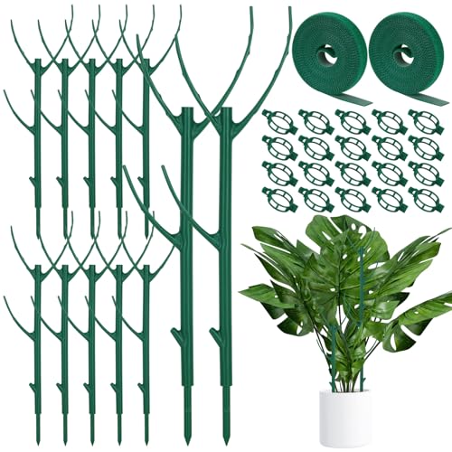 12 Pack Monstera Plant Support, Stackable Plant Supports for Indoor Plants, Pothos Plant Climber Pole, Adjustable Stakes for Indoor Plants Training & Vertical Growth Support Stakes