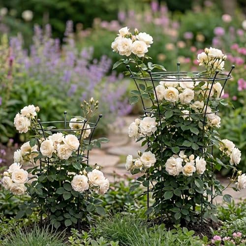Peony Cages and Supports 2 Pack, Heavy Duty Metal Flower Support Cage, 24"(W) x 36" (H) Trumpet Plant Support for Peonies, Roses, Perennials & Garden Flowers, Rust-Resistant Steel Plant Support Ring - view 7