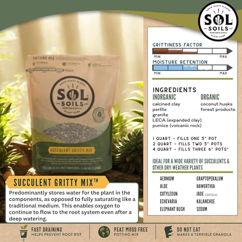 Succulent Gritty Mix - Fast Draining, Peat Moss Free, Perlite - 2 Quarts - Coconut Husk, Pumice - view 5