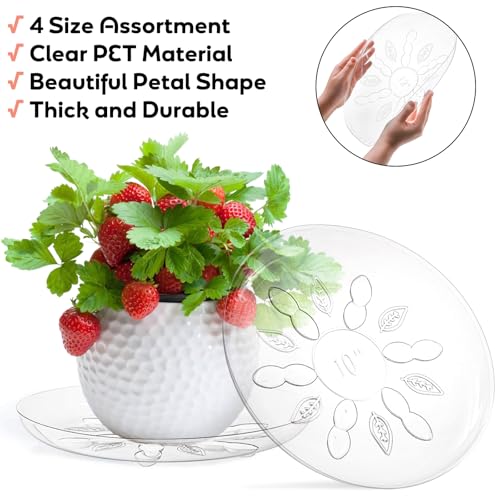 24 Pack Clear Plant Saucers with Feet, 6/8/10/12 Inch Heavy Duty Plastic Plant Drip Trays, Flower Pot Trays, Plant Water Catcher Tray for Indoor & Outdoor Plants, Round, 4 Sizes - view 3
