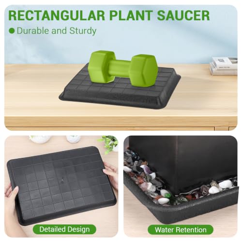 3 Packs Plant Saucers Rectangular, 15x11x1.2 Inch Heavy Plastic Plant Saucer Drip Tray, Flower Pot Tray for Indoors Outdoor Plant Pots, Thick Drip Tray for Garden Potted Water Drips and Soil - view 4