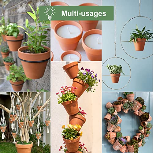 4 Inch Terracotta Pots with Saucer - 6 Pack Small Clay Plant Pots with Drainage Holes, Flower Pots with Tray, Terra Cotta Pots for Indoor Outdoor Plants, Crafts, Wedding Favor - view 5