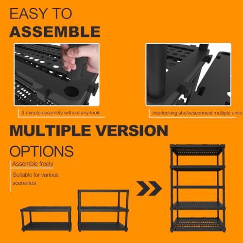 Plastic Storage Shelves, Heavy Duty Shelving Units, 700LBS - view 5