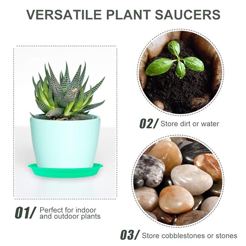 12Pcs Colourful Plant Saucer, 6 8 10 Inch Durable Plastic Plant Tray, Round Plant Pot Saucers, Drip Tray for Indoor and Outdoor Garden, Light Gray - view 5