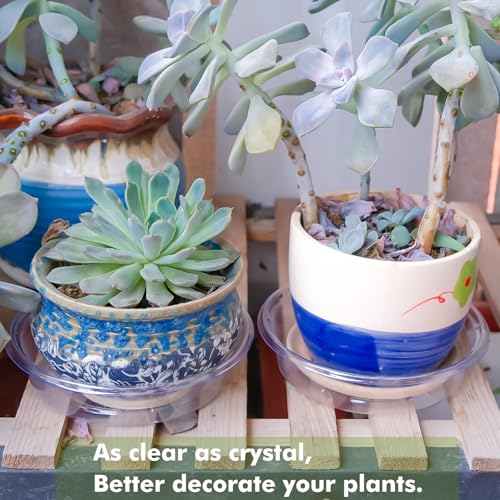 Plant Saucer 20 Pack Plant Trays for Pots 4 Inch Plastic Plant Saucers for Outdoors and Indoors Clear Drip Trays for Potted Plants Flower Pot Plates to Catch Water Plant Drainage Dishes No Holes - view 3