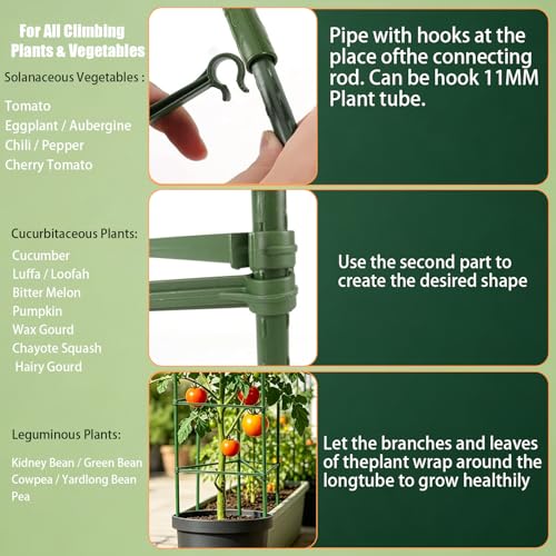 100Pcs Plant Stake Connectors, 11.8 Inch Expandable Trellis Clips for 11mm Garden Stakes, Heavy Duty Tomato Cage Support Arms for Climbing Plants Flowers Vegetables, Indoor Outdoor Use - view 5