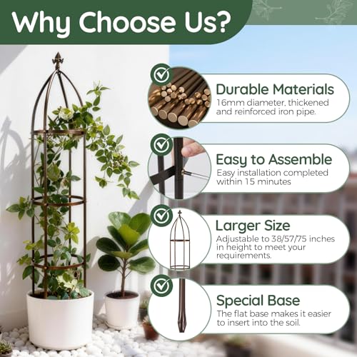 6.3FT, 100% Metal Thickened Garden Obelisk Trellis for Climbing Plants - view 3
