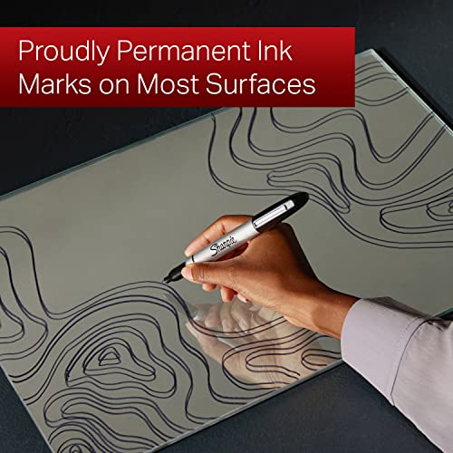 Permanent Markers with Stainless Steel Marker Case Fine Point Black 6 Count - view 5