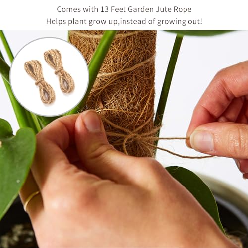 30 Inch Moss Pole for Climbing Plants - 2 Pack 15 Inch Coir Totem Pole Plant Support with 65 Feet Garden Twist Tie for Monstera and Potted Plants to Grow Upwards… - view 4