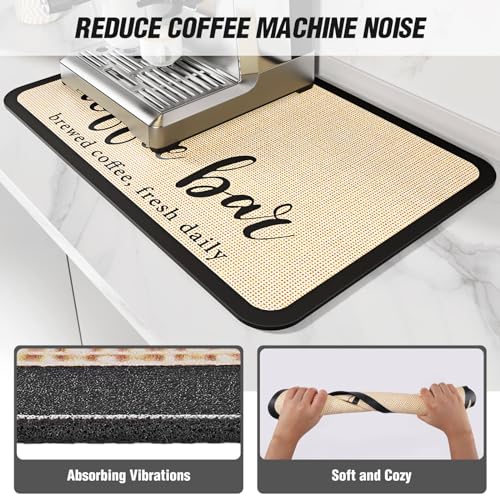 Coffee Mat - Dish Drying Mat for Kitchen Counter, Hide Stain, Absorbent with Waterproof Rubber Backing, Fit Kitchen Dish Rack Bar Accessories (Coffee Bar, 19" x 12") - view 4