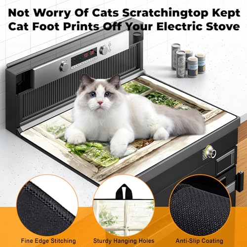 Silicone Glass Stove Top Cover- Mat for Electric Stove Protector with Anti-Slip Rubber Coating XL Dish Drying Mats Scratch-Resistant (Green Plants, 30" x 21") - view 4