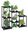 Plant Stand Indoor Outdoor, Heavy Duty Metal Waterproof 7 Tiered Plant Shelf for Multiple Flower Planter Holder Tall Large Rack, Black