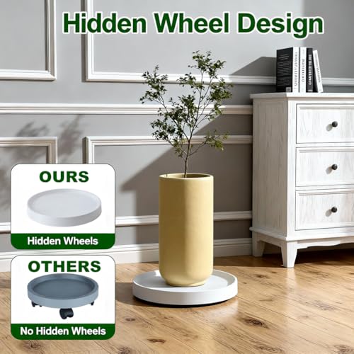 10" Plant Caddy with Hidden Wheels,2Pack White - view 3