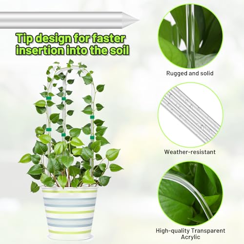 6 Pack U-Shape Acrylic Plant Trellis for Indoor Climbing Plants, 16 Inch Small Plant Trellis, Potted Plant Climber Support for Pothos, Vine Ivy, Houseplant - view 3