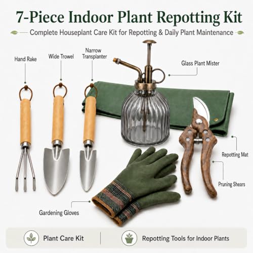 7-Piece Indoor Plant Repotting Kit with Repotting Mat & Glass Mister - view 2
